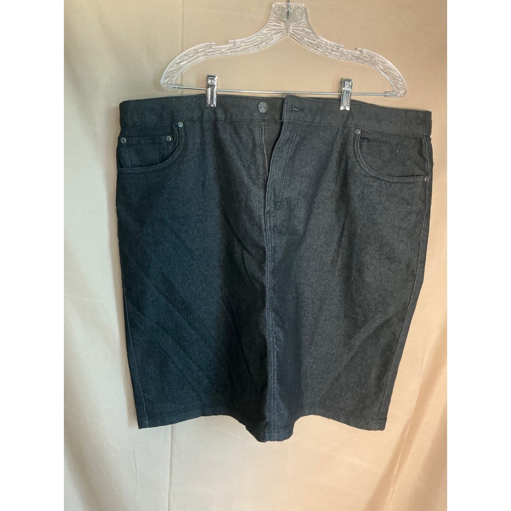 Basic Editions Denim Skirt Women XXL Dark Wash Excellent Elastic Waist Stretch